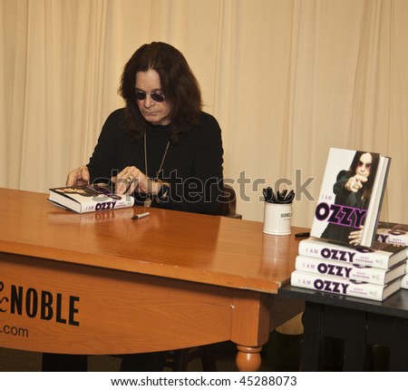 NEW YORK - JANUARY 25: Ozzy Osbourne signing his book \'I am Ozzy\' at Barnes&Noble bookstore on JANUARY 25, 2010 in New York City.