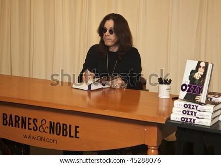NEW YORK - JANUARY 25: Ozzy Osbourne signing his book \'I am Ozzy\' at Barnes&Noble bookstore on JANUARY 25, 2010 in New York City.