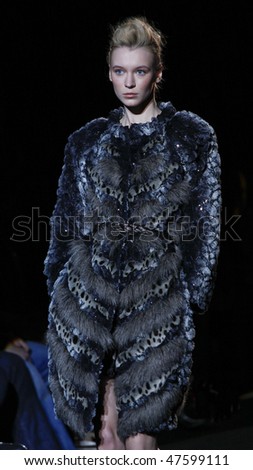 NEW YORK - FEBRUARY 14: Model walks the runway for Custo Barcelona Collection during Fall 2010 at Mercedes-Benz Fashion Week on February 14, 2010 in New York