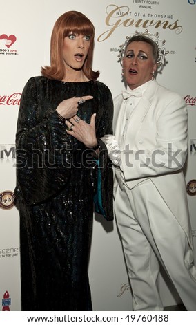 NEW YORK - MARCH 27: Comedian Coco Peru aka Clinton Leupp and Leslie Jordan attend the 24th Annual Night of a Thousand Gowns at The Marriott Marquis in Times Square on March 27, 2010 in New York City.