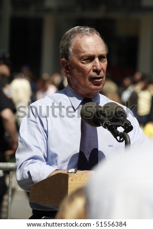 NEW YORK - APRIL 22: New York City Mayor, Mike Bloomberg speaks at Earth Day ceremony on Times Square on April 22, 2010 in New York City