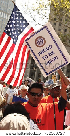 NEW YORK - MAY 1: Rally at Foley Square against Arizona immigration law and in support of workers rights on May 1, 2010 in New York City