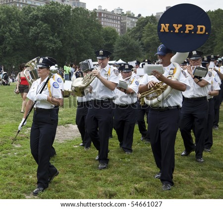 NEW YORK - JUNE 6: New York police department brass band marches at Annual Japan Day in Central Park on June 6, 2010 in New York City.