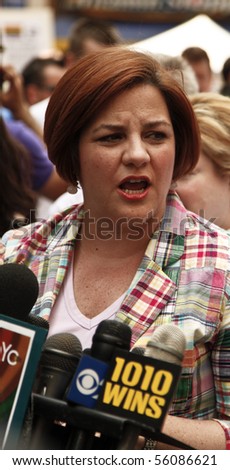 NEW YORK - JUNE 27: city council Cristine Quinn attends press conference at the 2010 New York City Gay Pride March on the streets of Manhattan on June 27, 2010 in New York City.