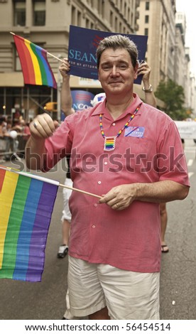 NEW YORK - JUNE 27: Sean Coffey candidate for Attorney General attends the 2010 New York City Gay Pride March on the streets of Manhattan on June 27, 2010 in New York City.