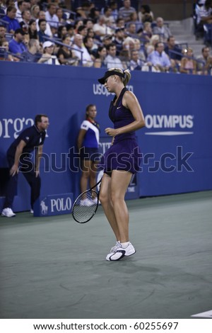 NEW YORK - SEPTEMBER 02: Maria Sharapova of Russia celebrates point during second round match against Iveta Benesova of Czech Republic at US Open tennis tournament on September 02, 2010, New York.