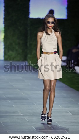 NEW YORK - SEPTEMBER 12: Model walks runway for new collection by Tommy Hilfiger on Spring/Summer 2011 during Mercedes-Benz Fashion Week on September 12, 2010 in New York