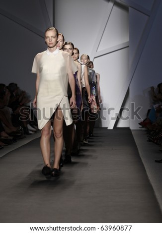 NEW YORK - SEPTEMBER 10: Models walk the runway for Michael Angel Collection Guli for Spring/Summer 2011 during Mercedes-Benz Fashion Week on September 10, 2010 in New York