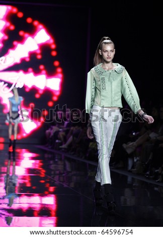 NEW YORK - SEPTEMBER 09: Model walks the runway for Puccay Collection Concept Korea by Kwak Hyun Joo for Spring/Summer 2011 during Mercedes-Benz Fashion Week on September 09, 2010 in New York
