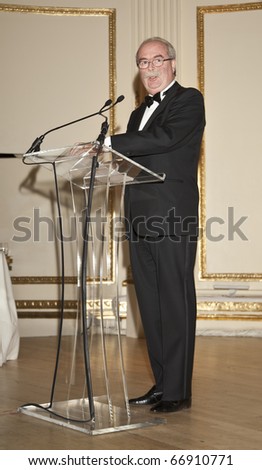 NEW YORK - DECEMBER 09: CEO and Chairman of Total Christophe de Margerie makes acceptance speech at the 2010 FIAF Trophee des Arts presentation at the Plaza hotel on December 09, 2010 in New York City