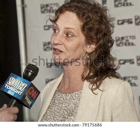 NEW YORK - JUNE 13: Melissa Leo gives interview at the 2011 Ghetto Film School Spring Benefit at The Standard on June 13, 2011 in New York City.