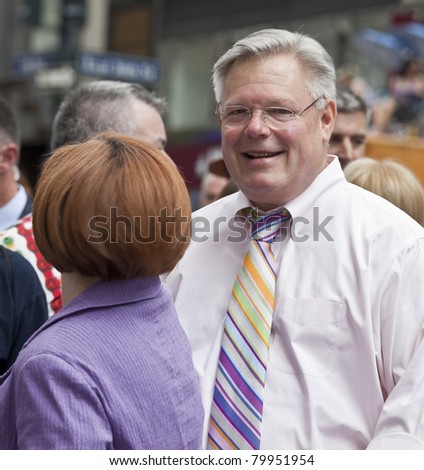 NEW YORK - JUNE 26: New York State Senator Tom Duane attend press conference at pride parade on June 26, 2011 in New York City, NY.