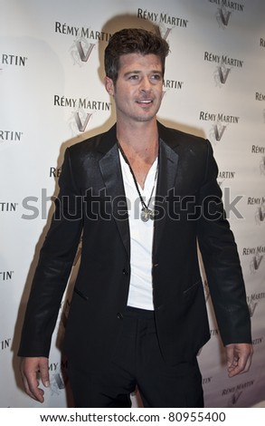NEW YORK - JULY 12: Singer Robin Thicke attends Remy Martin V official launch party with performance by Robin Thicke at Lavo NYC on July 12, 2011 in New York City.