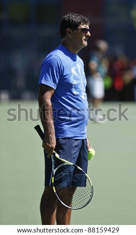 NEW YORK - AUGUST 29: Coach Tony Nadal of Spain leads practice at USTA Billie Jean King National Tennis Center during US Open on August 29, 2011 in New York City.