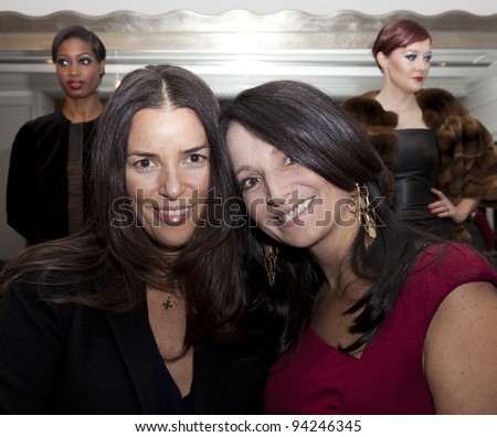 NEW YORK - FEBRUARY 02: Ann Caruso (L) & Emma Snowdon-Jones attend presentation of evening wear for Marusya collection by Marina Ilchenko at Peninsula hotel in Manhattan on February 02, 2012 in NYC