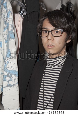 NEW YORK - FEBRUARY 11: Designer Masato Miyata backstage for Vantan Tokyo collection during Fashion week at Lincoln Center in Manhattan on February 11, 2012 in New York City