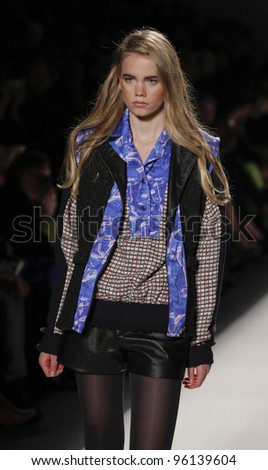 NEW YORK - FEBRUARY 11: Model walks runway for Vantan Tokyo collection by Yuya Kubohara during Fashion week at Lincoln Center in Manhattan on February 11, 2012 in New York City