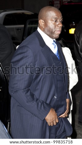 NEW YORK - APRIL 11: Magic Johnson attends the \'Magic/Bird\' Broadway opening night at the Longacre Theatre on April 11, 2012 in New York City.
