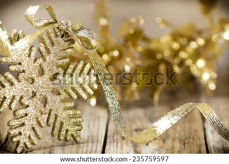 Christmas silver, gold decor. Greeting card. Christmas background.