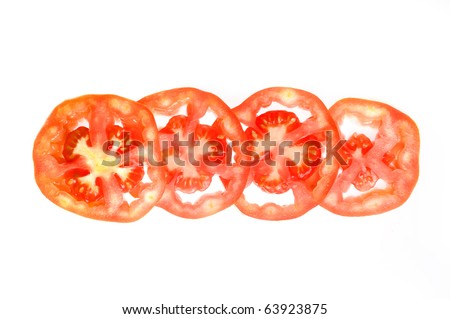 red fresh tomato vegetable with cut and slice isolated on white background