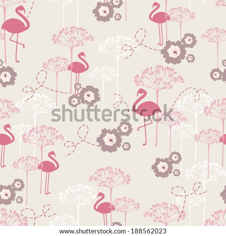 Pink flamingo - vector seamless pattern