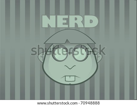 nerd wallpaper. stock vector : Green Wallpaper with simple NERD face and tag.