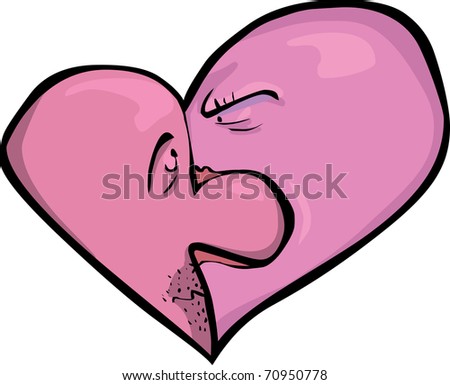 Angry woman and scared man heart puzzle; isolated vector illustration