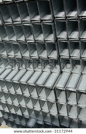 Close up shot of some metal bars use for industrial building.
