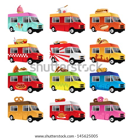A vector illustration of food truck icon designs A vector illustration of food truck icon designs