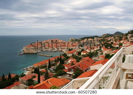 View of Dubrovnik city from house on hill