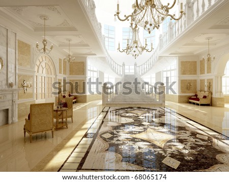 Interior fashionable living-room  rendering
