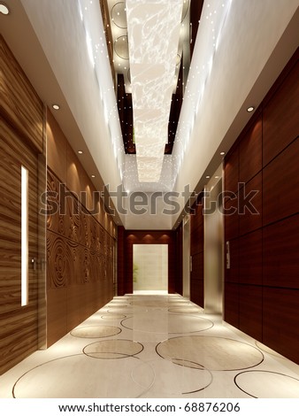 Modern corridor interior image ( rendering)
