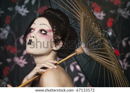 how to do japanese makeup. a Japanese geisha, make-up