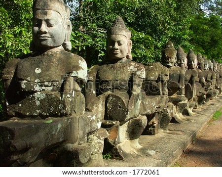 Cambodia temples - angkor wat - tourist site - face of budda