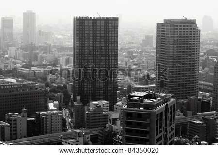 Black and white top view of japan building
