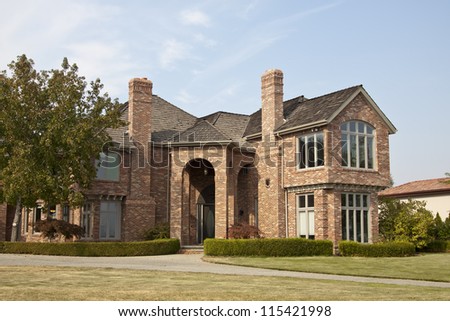 luxury brick home in the suburbs of North America