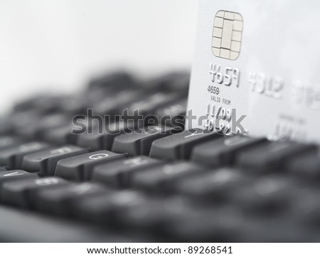 Credit card on computer keyboard with shallow depth of field