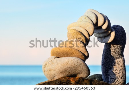 Stones laid out in the form of arch on the coast