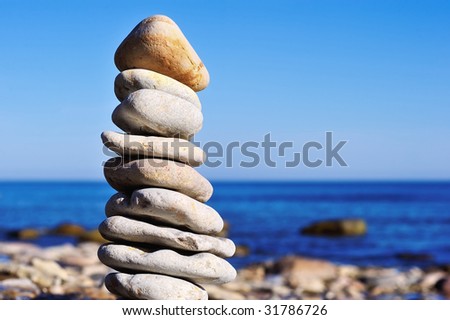 Stack of a several gravel on the coast