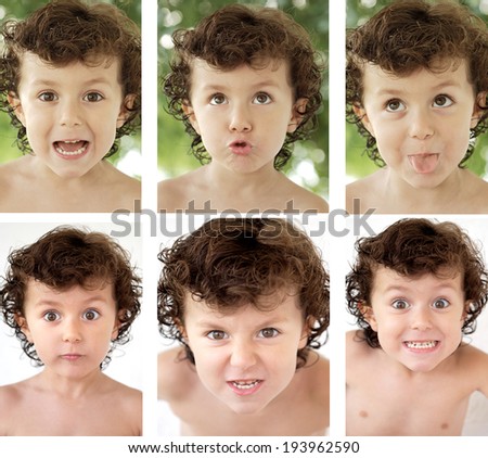 Funny sequence of a adorable boy grimacing
