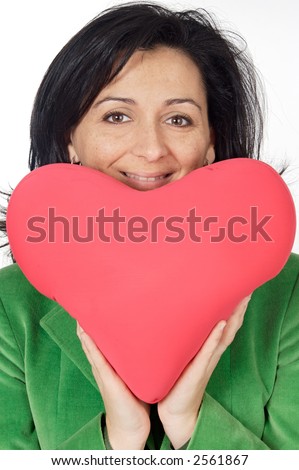 attractive lady enamored in san Valentine a over white background