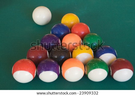 Billiard-table with fifteen balls arranged as triangle