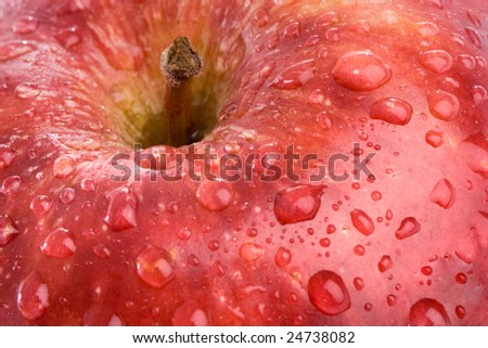 Macro apple with red drops of water - Shallow depth of field