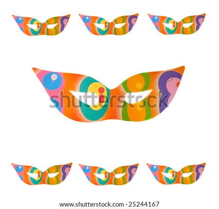 Many mask of carnival isolated over white
