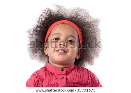 stock photo : Adorable african baby with afro hairstyle isolated over white