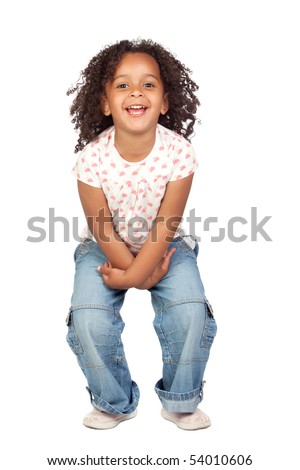 stock photo : Adorable african little girl with beautiful hairstyle isolated 