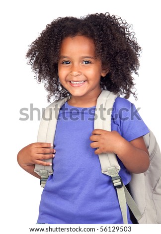 stock photo : Student little girl with beautiful hairstyle isolated over 