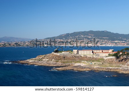 Beautiful view of Baiona with a blue sea