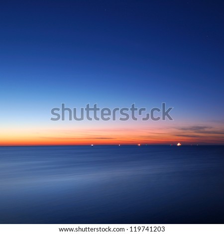baltic sea bay with ship at the horizon