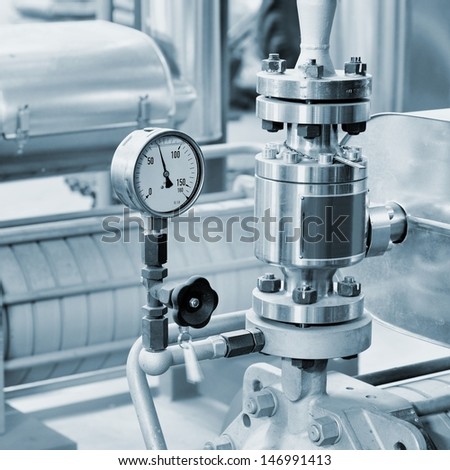 industrial thermometer in boiler room